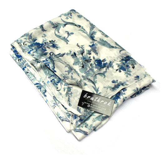 Cotton Rayon scarf flat lay showing floral design