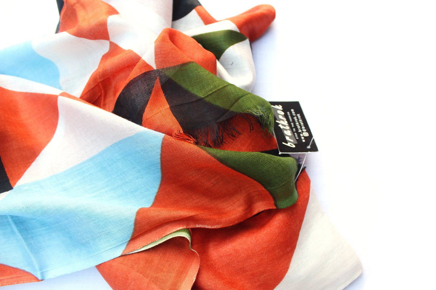 Cotton Rayon scarf texture close-up showing multicolored scarf