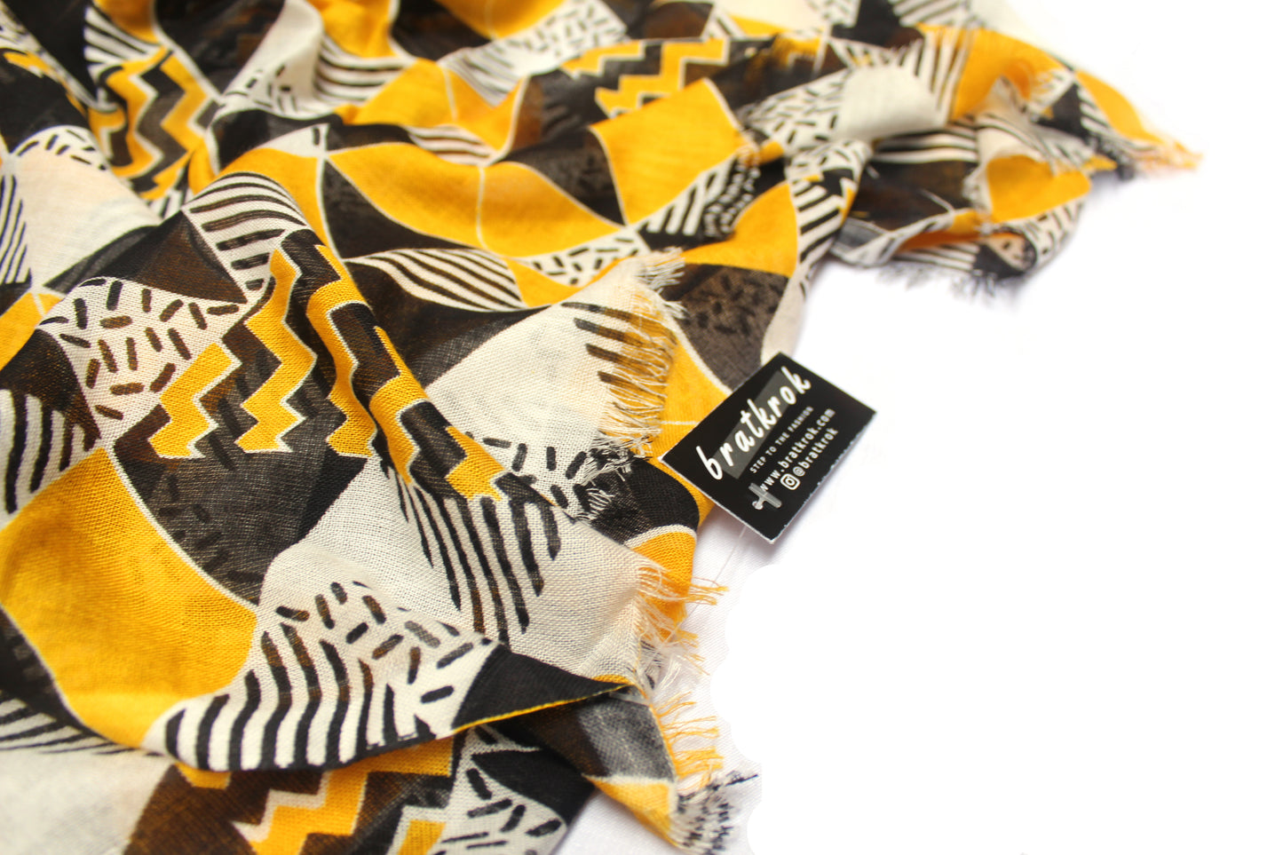 Cotton Rayon scarf texture close-up showing yellow scarf