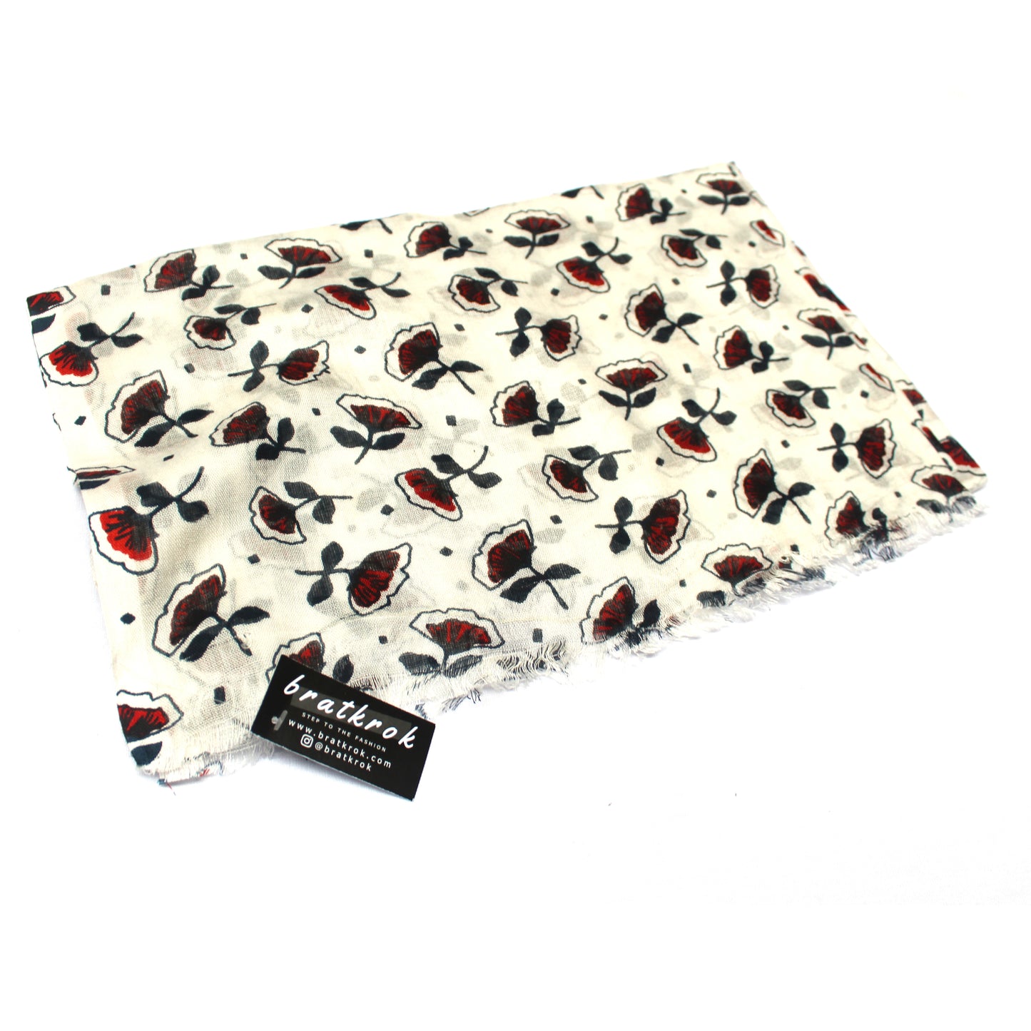 Cotton Rayon scarf texture close-up flat lay showing bird prints