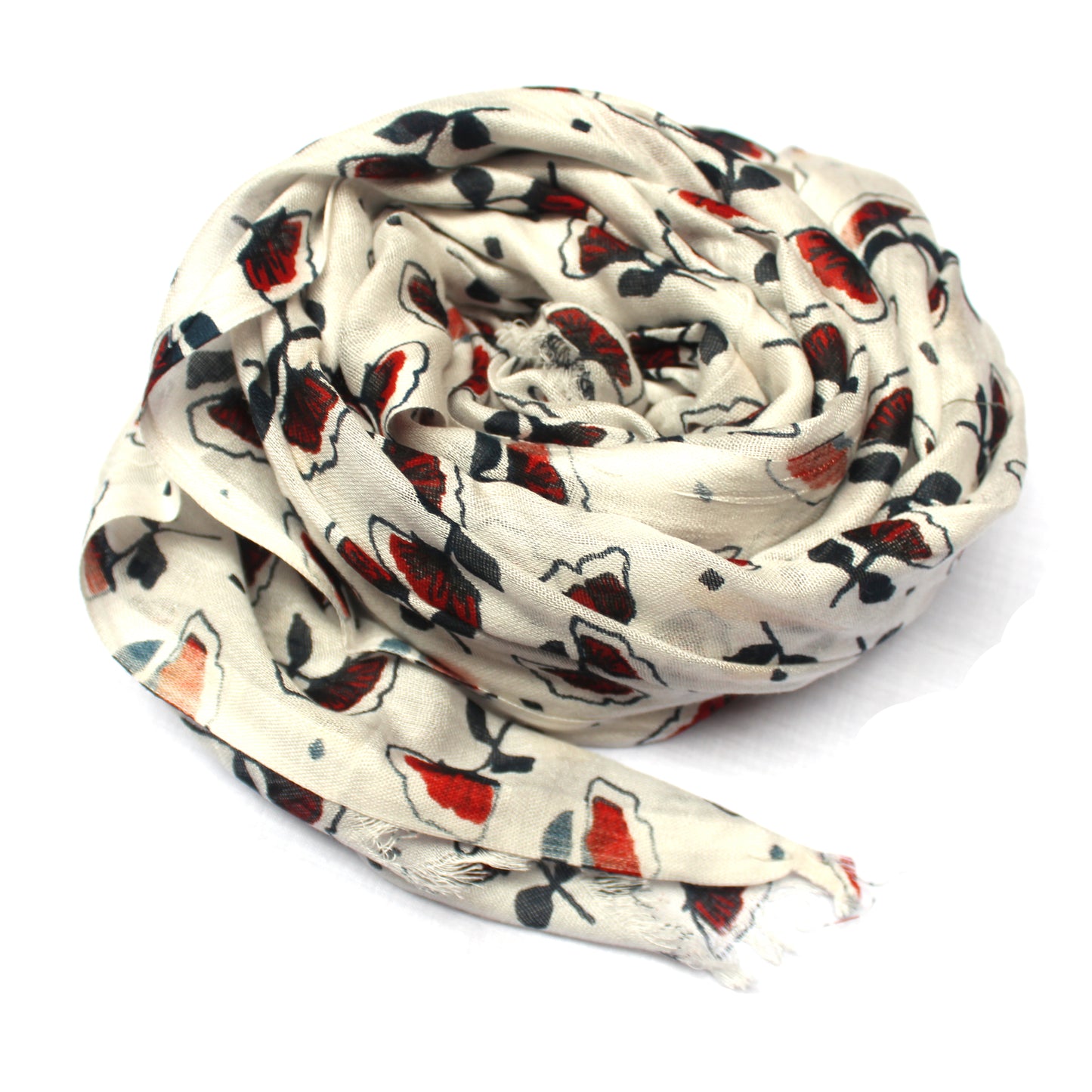 Cotton Rayon scarf texture close-up showing flower prints