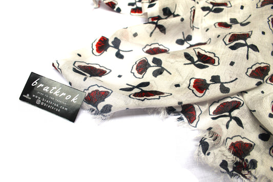 Cotton Rayon scarf texture close-up showing flower prints