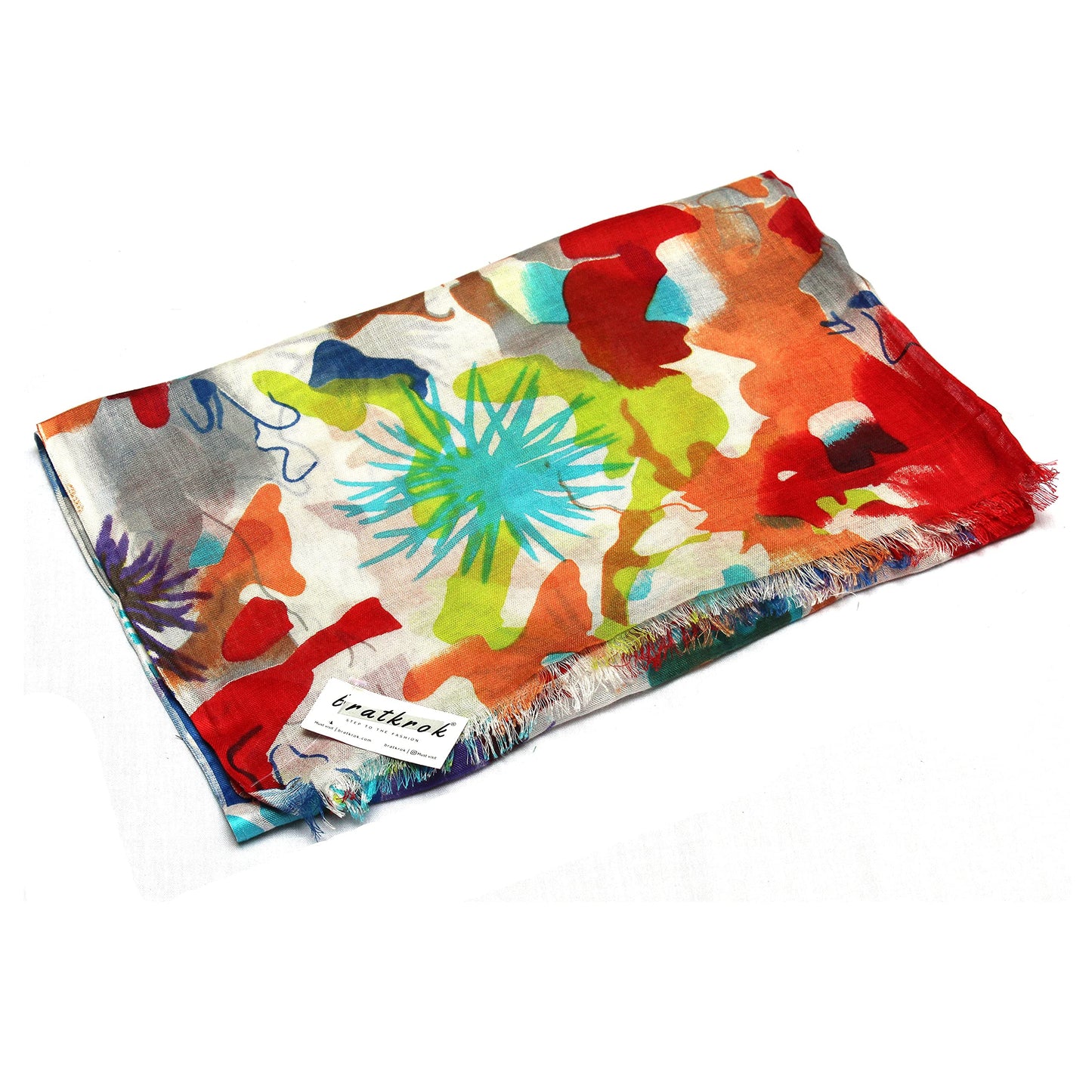 Bratkrok Women’s Printed Rayon Scarf – Light & Soft, 75 × 180 cm
