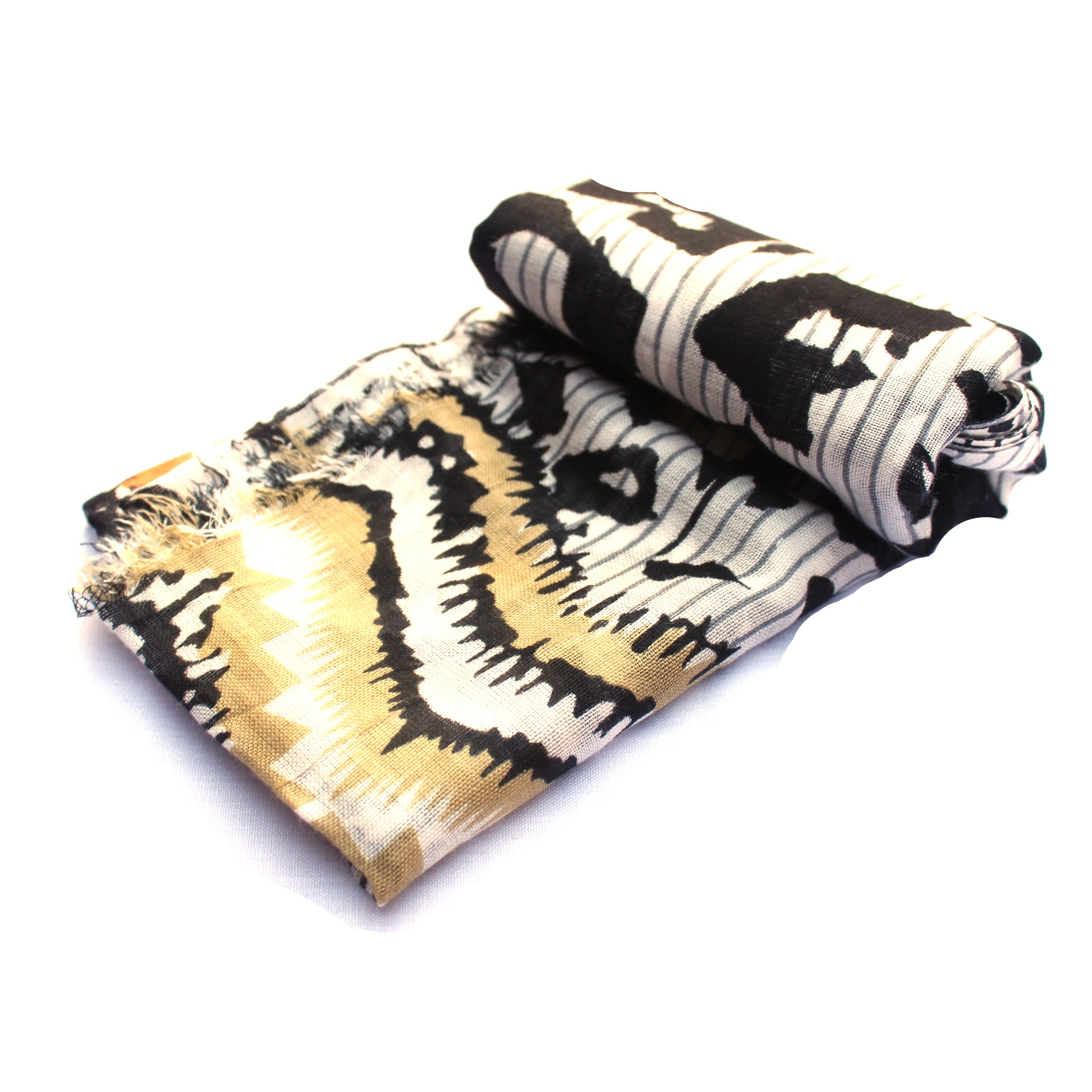Cotton Rayon scarf flat lay showing cheetah prints
