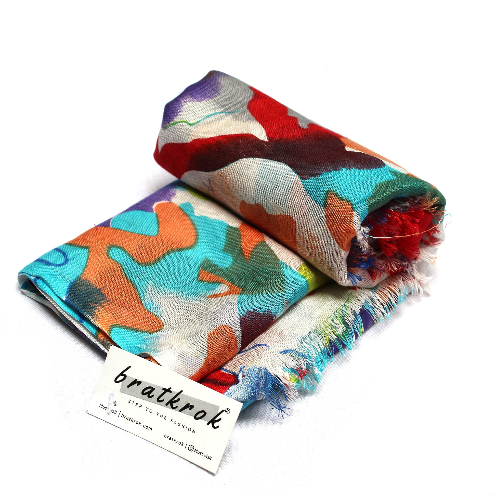 Soft cotton rayon multicolor stole closeup