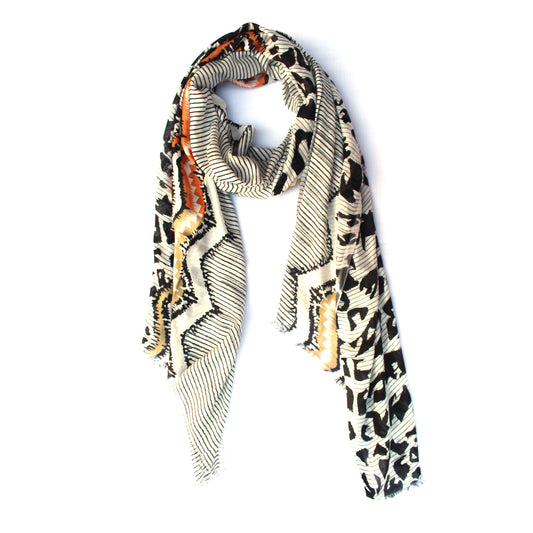 Cotton Rayon scarf flat lay showing cheetah printed stole