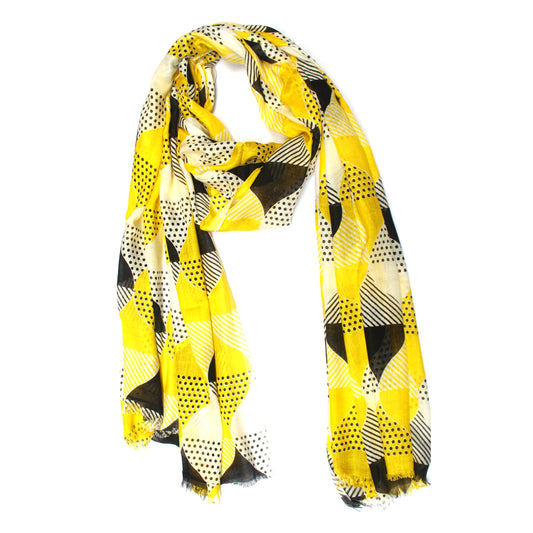 Cotton Rayon scarf flat lay showing yellow colored stole