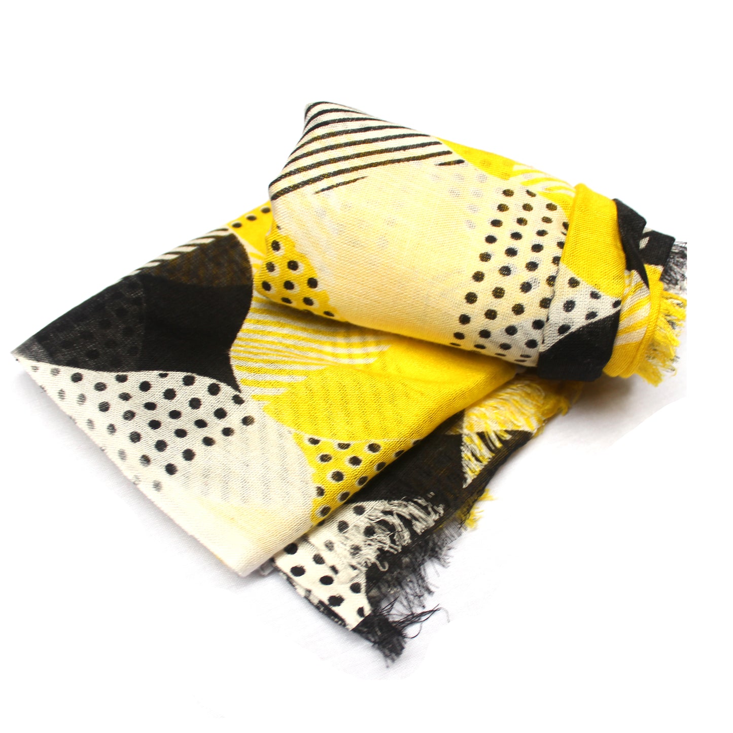 
Bratkrok Cotton Rayon scarf texture close-up showing yellow color design