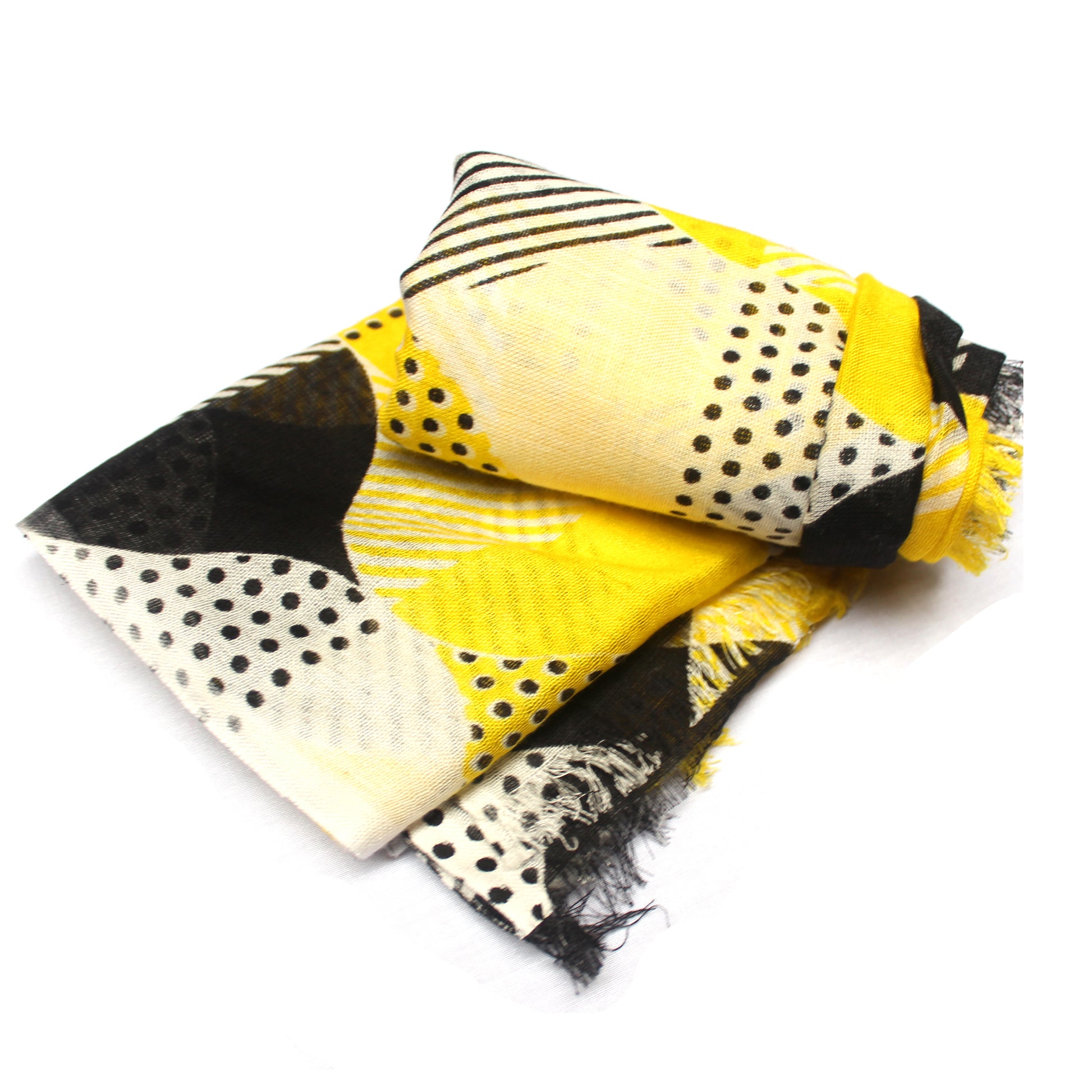 
Bratkrok Cotton Rayon scarf texture close-up showing yellow color design