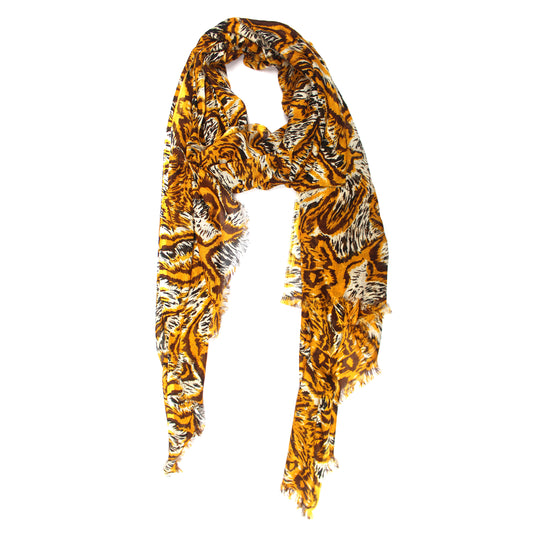 
Cotton Rayon scarf flat lay showing animal print scarf