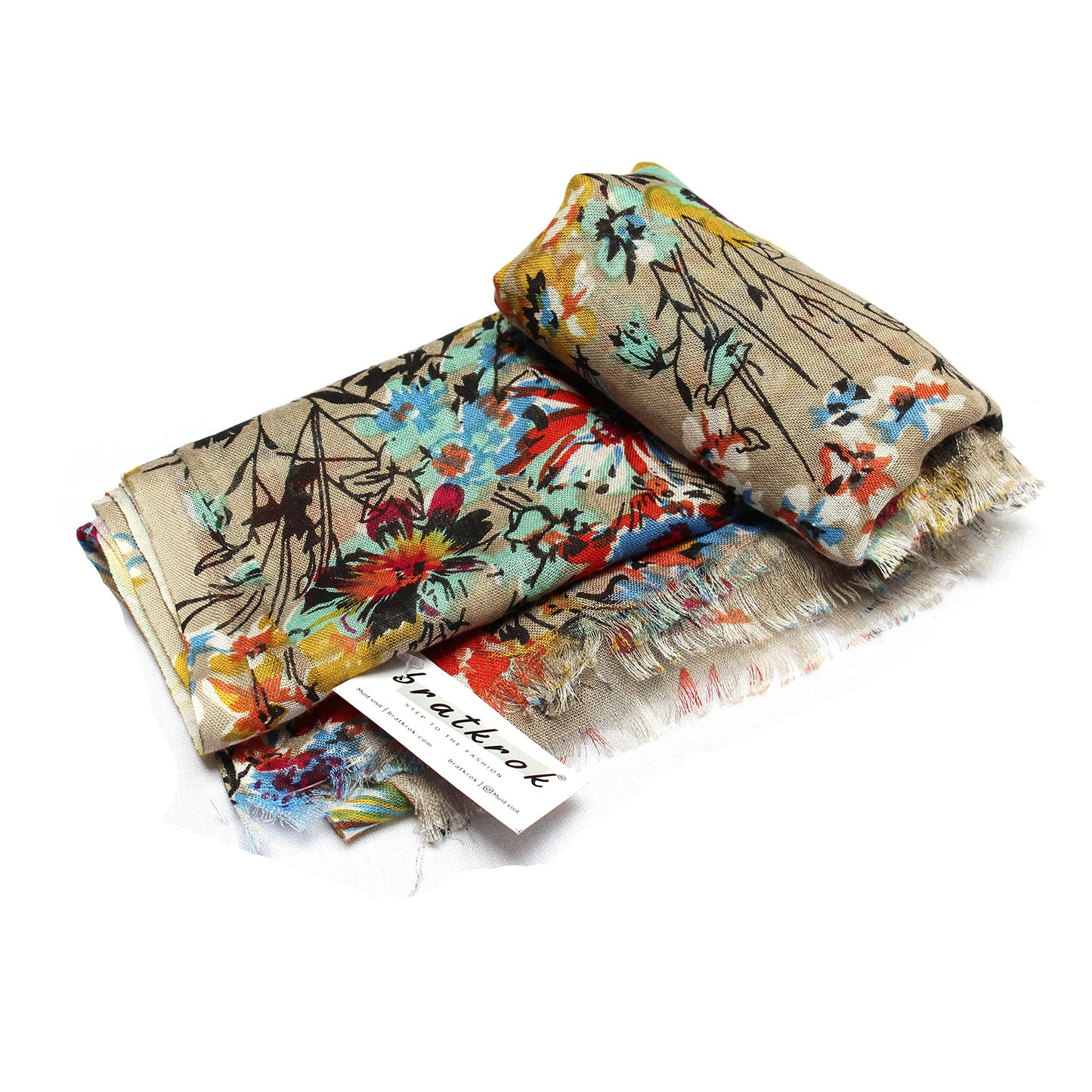Bratkrok Women’s Printed Rayon Scarf – Light & Soft, 75 × 180 cm
