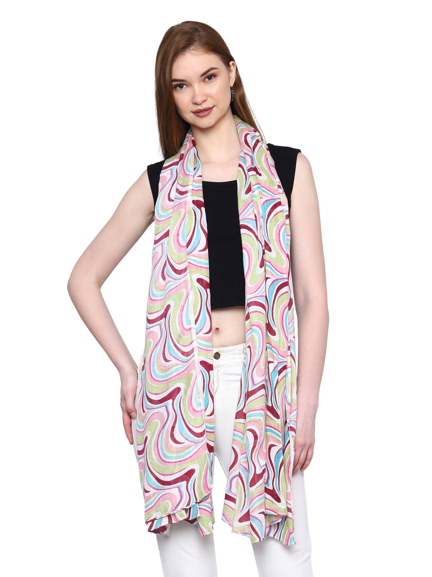 Bratkrok Women’s Floral Printed Rayon Summer Scarf Lightweight Soft Stole