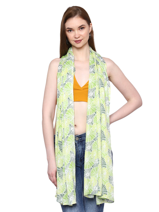 Bratkrok Multicolor Floral Printed Rayon Scarf for Women, Lightweight Summer Stole Diva lemon