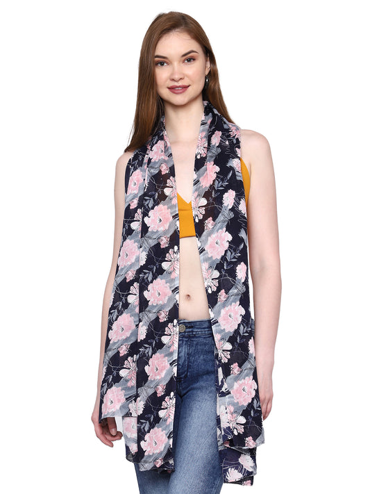 Bratkrok Multicolor Floral Printed Rayon Scarf for Women, Lightweight Summer Stole oriental pink 