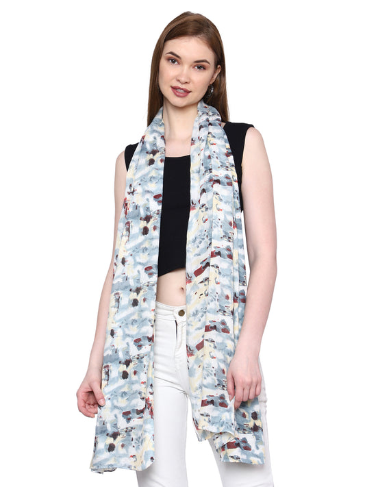 Bratkrok Multicolor Floral Printed Rayon Scarf for Women, Lightweight Summer Stole